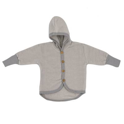 Cosilana Baby-Jacke mit Kapuze aus Woll-/Baumwollfleece - 62 / 68 140 Grau von Cosilana
